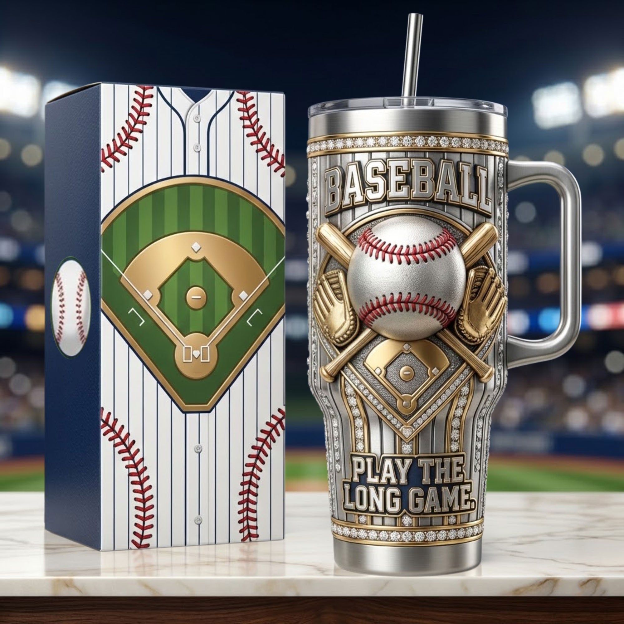 Baseball 40oz Tumbler With Handle TNSM
