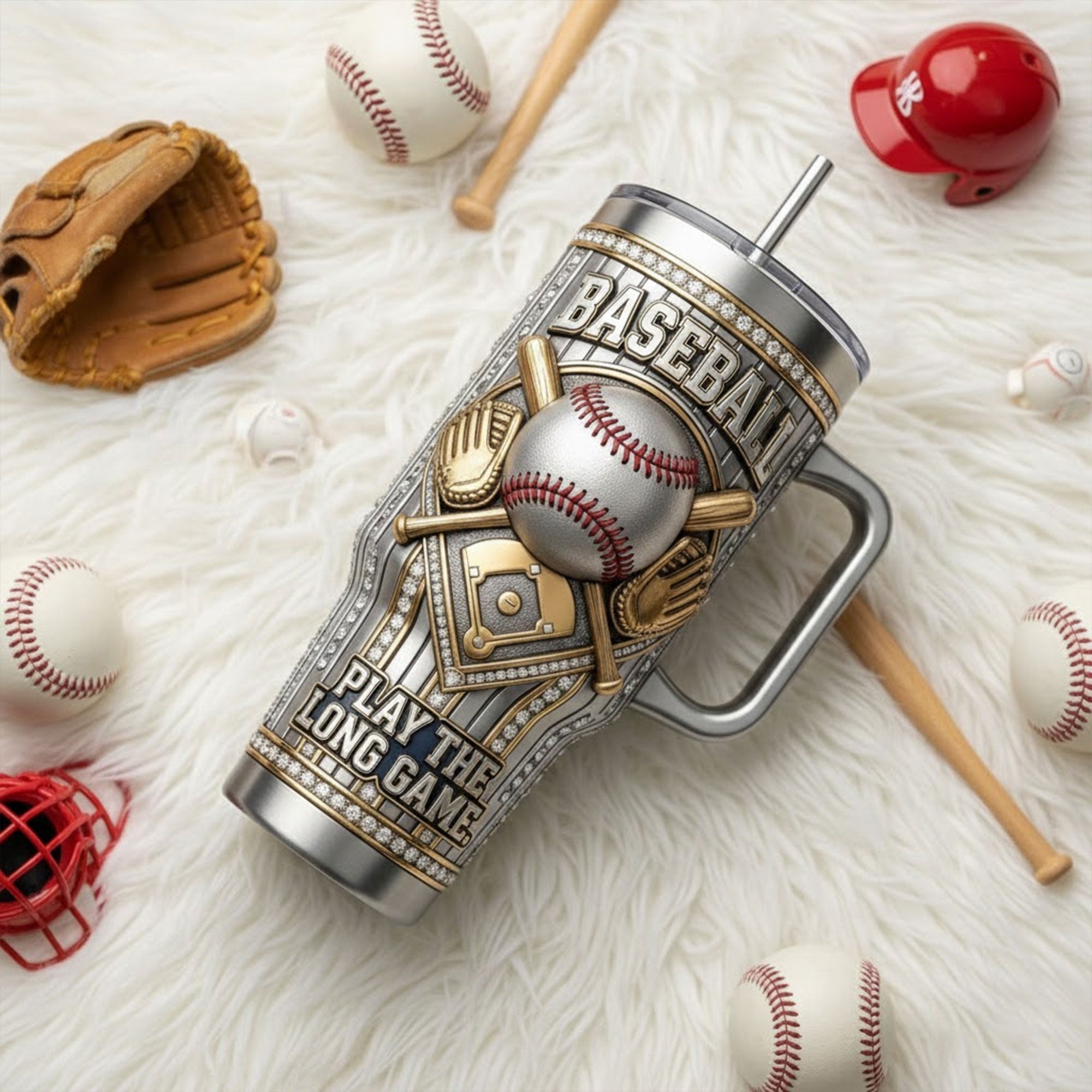 Baseball 40oz Tumbler With Handle TNSM