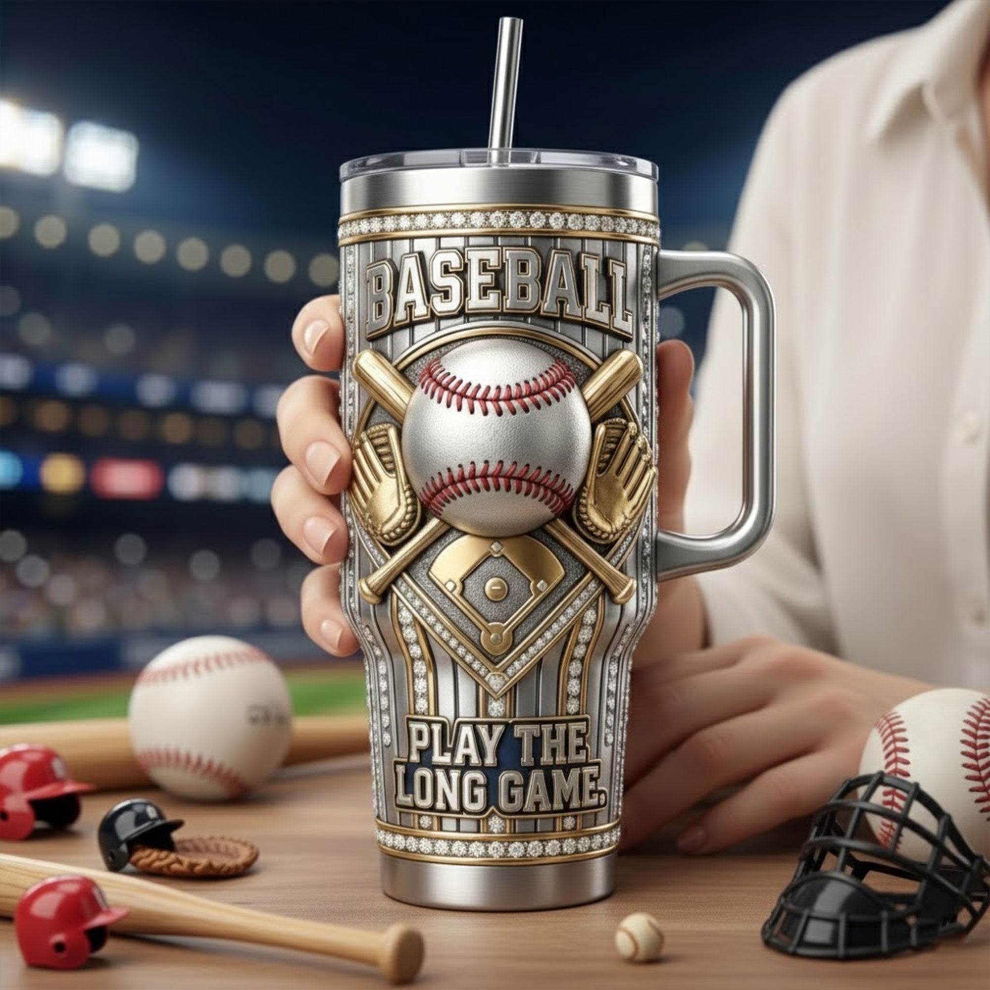 Baseball 40oz Tumbler With Handle TNSM