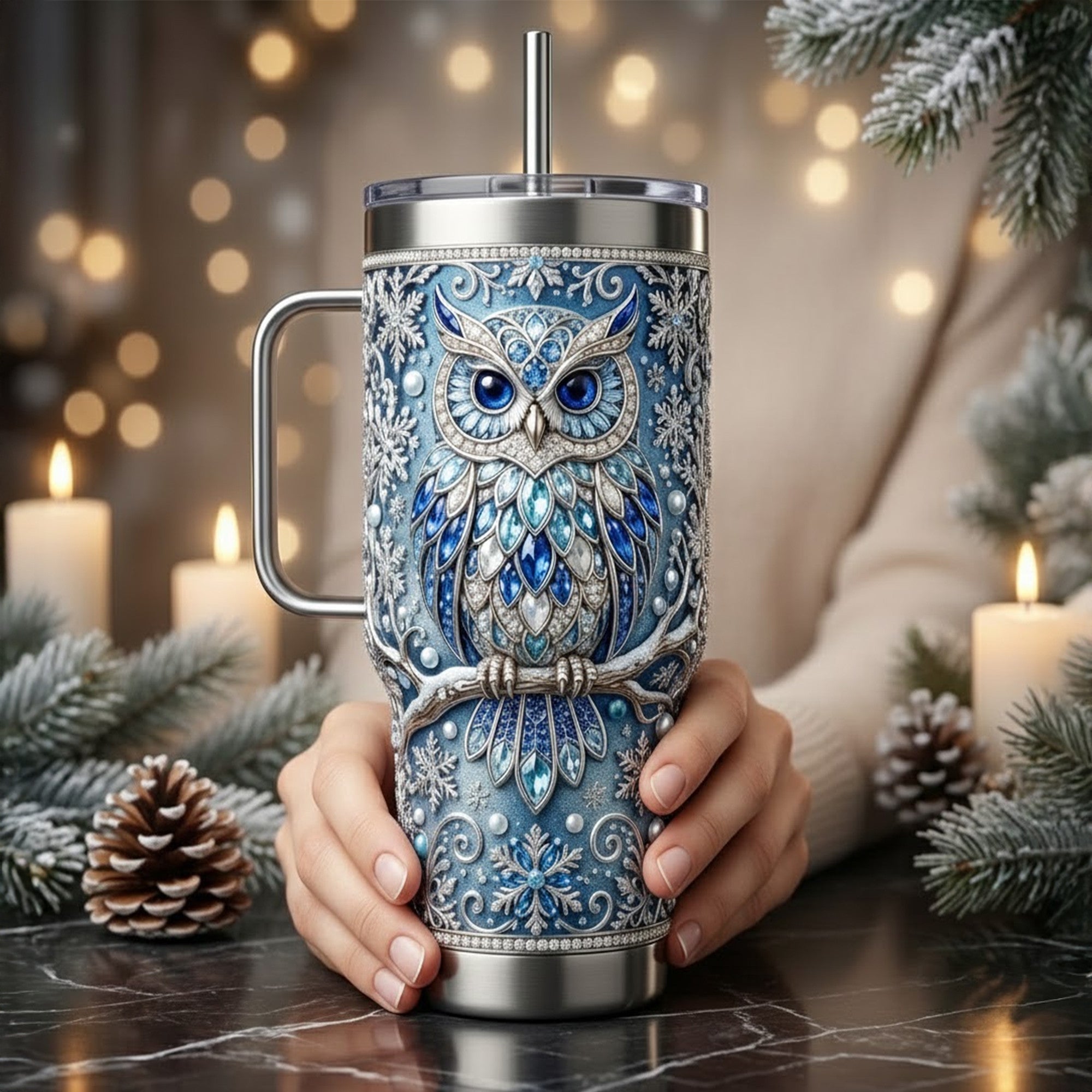 Blue Owl 40oz Tumbler With Handle TNSM