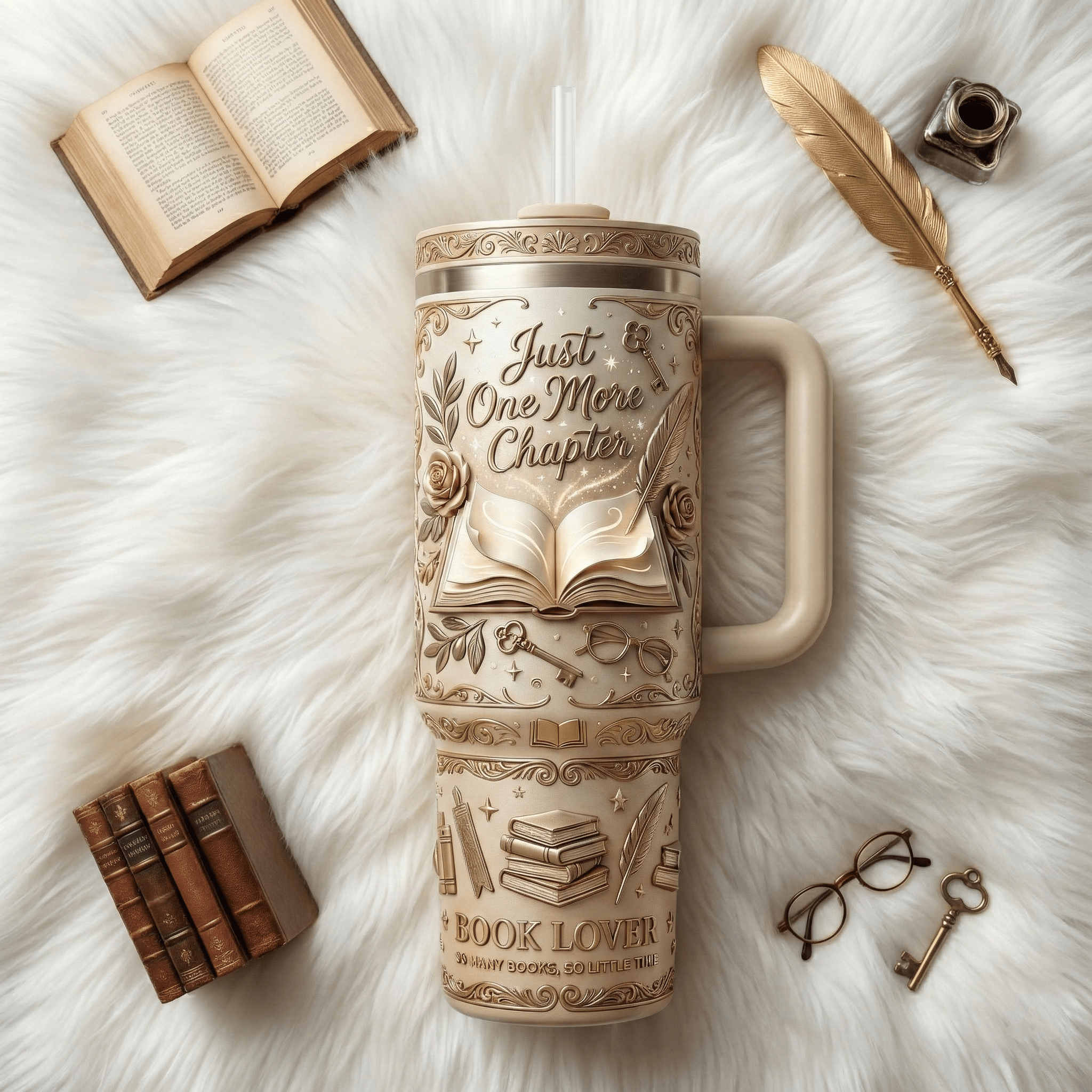 Book Lover 40oz Tumbler With Handle HTTT